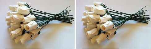 Seddex 24 Beautiful Realistic Ivory White Wooden Roses (Standard Version) in Kuwait