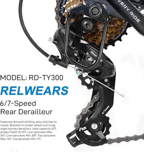 Tourney الخلفية Derailleur RD-TY300 6/7 سرعة الخلفية Derailleur مباشرة جبل للدراجات الجبلية الطريق دراجة الثلج درب الدراجة in Saudi Arabia