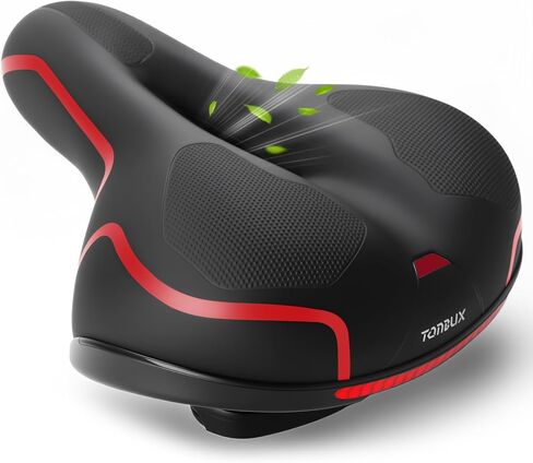 مقعد دراجة مريح من TONBUX للرجال والنساء مع ممتص للصدمات مزدوج، مقعد دراجة من إسفنج الذاكرة مع غطاء مقاوم للماء، سرج دراجة مبطن للركاب، الجبال، الثابتة، دراجة الطراد in Kuwait