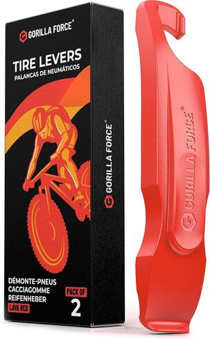 مجموعة رافعات إطارات الدراجة غوريلا فورس، مجموعة أدوات رافعات إطارات الدراجة سهلة الاستخدام للإزالة والتغيير والإصلاح - بلاستيك قوي مضاد للخدش للطرق وMTB ومجموعات الجبال (أحمر لافا) in Kuwait