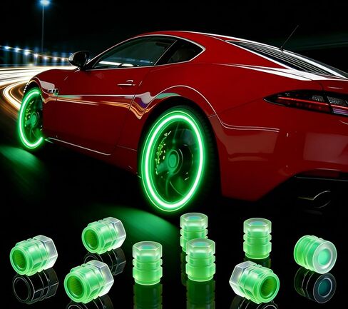 20Pcs Tire Valve Stem Caps Fluorescent Skull Design - Glowing Car Wheel Valve Caps Universal Fit for SUV Truck Motorcycle Bicycle in Saudi Arabia