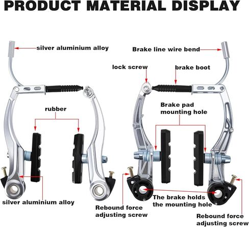 V Bike Brakes,Complete Universal Bicycle Brakes,Include V Brakes,Bike Brake Cable,Bike Brake Levers-Tool Wrenches,for Most Mountain Bikes and Road Bikes in Kuwait