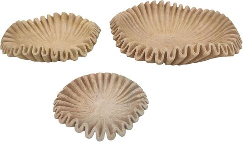 Yellow Sandstone Bowl Fruit Bowl Stone Bowl Decorative Bowl Decorative Trays Stone Fruit Bowl Stone Ruffle Bowl Stone Floral Bowl Home Decor (6 inches) in Kuwait