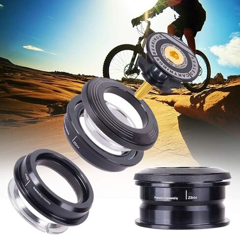 SYCOOVEN Mountain Bike 4444S Headset 44mm 1-1/8" Bike Headset Spacer, Aluminium Alloy Bicycle Headset Kit, Bearing Semi Integrated Straight Tube Fork Internal (Black) in Kuwait