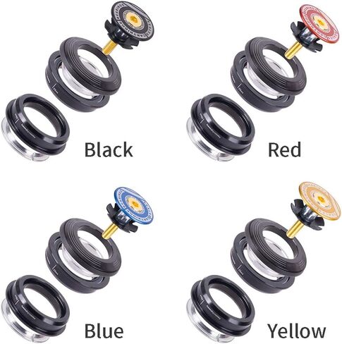 SYCOOVEN Mountain Bike 4444S Headset 44mm 1-1/8" Bike Headset Spacer, Aluminium Alloy Bicycle Headset Kit, Bearing Semi Integrated Straight Tube Fork Internal (Black) in Kuwait