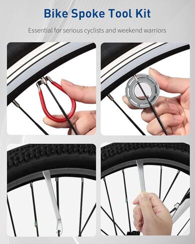 Pawfly Bike Spoke Tool Kit, Bike Spoke Wrenches with 2 Bicycle Tire Levers, Bicycle Rim Truing Tool Set, Bicycle Spoke Wrench Tools, Bike Rim Correct Kit, 4-Piece Bike Repair Tool Kit in Kuwait