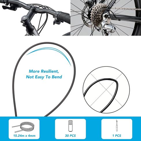 Shift Cable Housing,4mm X 50ft Lined Bicycle Bike Derailleur/Shift Cable Housing Cycling Shifter Hose Wires Hydraulic Disc Lined Tube Repairing Accessory for Mountain Road Bike DIY Replacement, Black in Kuwait