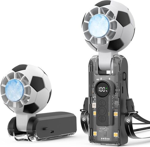 Hiluckey Portable Handheld Turbo Fan with Ice Cooling, 5 Gear Wind, 3 In 1 Soccer-Shaped Mini Personal Fan, 6000mAh Rechargeable Pocket Fan for Travel/Outdoor/Office, 180° Adjustable, 20H Max Runtime in Kuwait