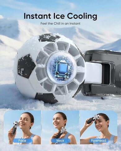 Hiluckey Portable Handheld Turbo Fan with Ice Cooling, 5 Gear Wind, 3 In 1 Soccer-Shaped Mini Personal Fan, 6000mAh Rechargeable Pocket Fan for Travel/Outdoor/Office, 180° Adjustable, 20H Max Runtime in Saudi Arabia