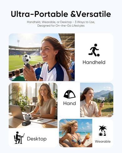 Hiluckey Portable Handheld Turbo Fan with Ice Cooling, 5 Gear Wind, 3 In 1 Soccer-Shaped Mini Personal Fan, 6000mAh Rechargeable Pocket Fan for Travel/Outdoor/Office, 180° Adjustable, 20H Max Runtime in Saudi Arabia
