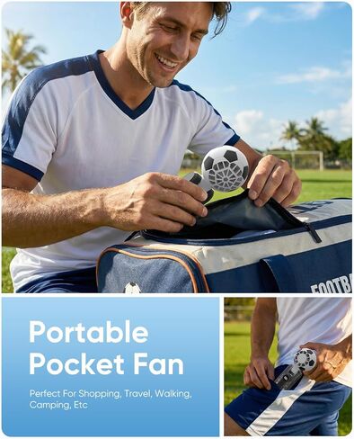 Hiluckey Portable Handheld Turbo Fan with Ice Cooling, 5 Gear Wind, 3 In 1 Soccer-Shaped Mini Personal Fan, 6000mAh Rechargeable Pocket Fan for Travel/Outdoor/Office, 180° Adjustable, 20H Max Runtime in Saudi Arabia
