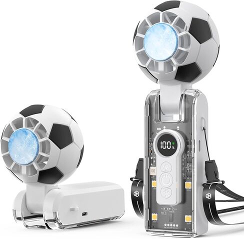 Hiluckey Portable Handheld Turbo Fan with Ice Cooling, 5 Gear Wind, 3 In 1 Soccer-Shaped Mini Personal Fan, 6000mAh Rechargeable Pocket Fan for Travel/Outdoor/Office, 180° Adjustable, 20H Max Runtime in Saudi Arabia