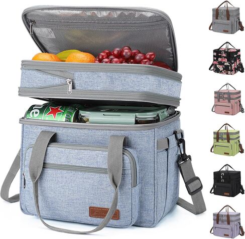 Maelstrom Lunch Box, 23L Insulated Lunch Bag, Expandable Double Deck Cooler Bag, Lightweight Leakproof Tote Bag With Side Tissue Pocket, Suit For Men and Women, Black in Saudi Arabia