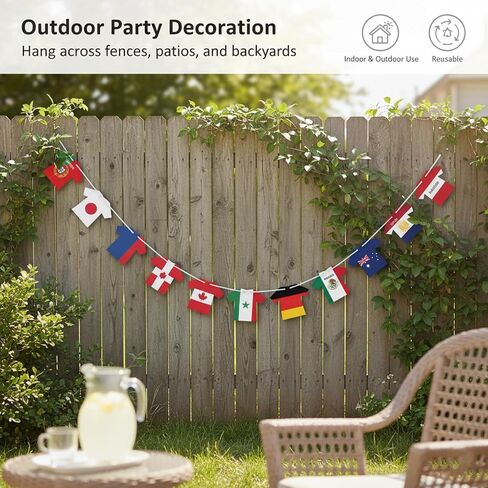 2026 World Cup Soccer Jersey Flag Bunting Banner 50 Pcs International Country String Flags Garland Merchandise for Sports Themed Parties, Olympic, Events, and Outdoor Celebrations Soccer Decorations for Fans in Saudi Arabia
