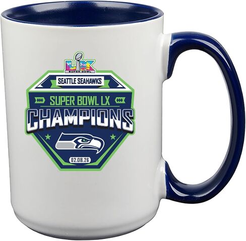 كوب سيراميك مرخص رسميًا من شركة The Memory Company NFL Seattle Seahawks 2026 Super Bowl LX Champions بسعة 15 أونصة in Saudi Arabia