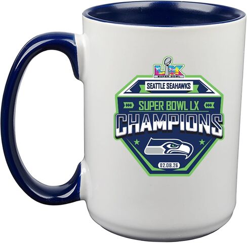 كوب سيراميك مرخص رسميًا من شركة The Memory Company NFL Seattle Seahawks 2026 Super Bowl LX Champions بسعة 15 أونصة in Saudi Arabia