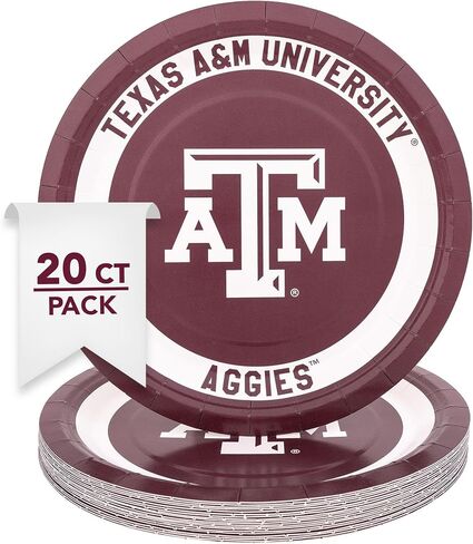 أطباق ورقية لجامعة Desert Cactus Texas A&M من TAMU Aggies عدد 20 أطباق مستديرة مقاس 9 بوصة للبوابات الخلفية والحفلات والتخرج والمناسبات (التصميم A) in Saudi Arabia
