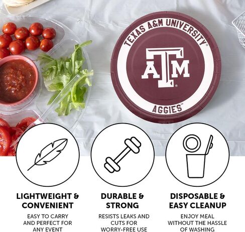 أطباق ورقية لجامعة Desert Cactus Texas A&M من TAMU Aggies عدد 20 أطباق مستديرة مقاس 9 بوصة للبوابات الخلفية والحفلات والتخرج والمناسبات (التصميم A) in Saudi Arabia
