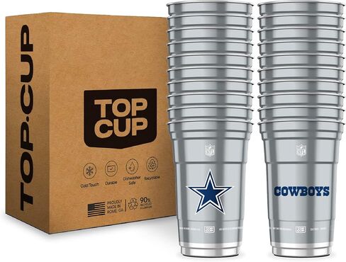 Top Cup NFL Chicago Bears 20 oz Reusable Aluminum Cups 20 Count | Officially Licensed, Durable, Reusable & Recyclable, Made in USA in Saudi Arabia