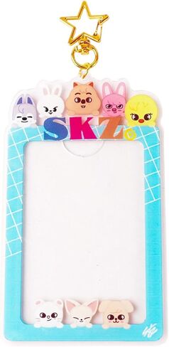 SKZO Keychain Photocard Holder Keychain Photo Frame Keychains Animals Cartoon Photo Sleeve Idol Card Holder Protective Case for Stray Fans (Blue) in Saudi Arabia