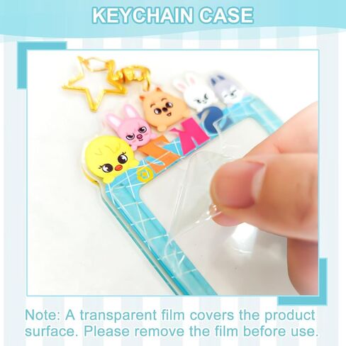 SKZO Keychain Photocard Holder Keychain Photo Frame Keychains Animals Cartoon Photo Sleeve Idol Card Holder Protective Case for Stray Fans (Blue) in Saudi Arabia