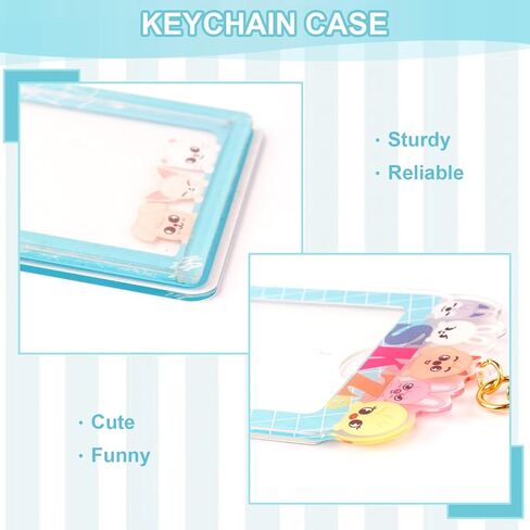 SKZO Keychain Photocard Holder Keychain Photo Frame Keychains Animals Cartoon Photo Sleeve Idol Card Holder Protective Case for Stray Fans (Blue) in Saudi Arabia