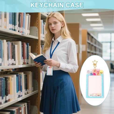 SKZO Keychain Photocard Holder Keychain Photo Frame Keychains Animals Cartoon Photo Sleeve Idol Card Holder Protective Case for Stray Fans (Blue) in Saudi Arabia