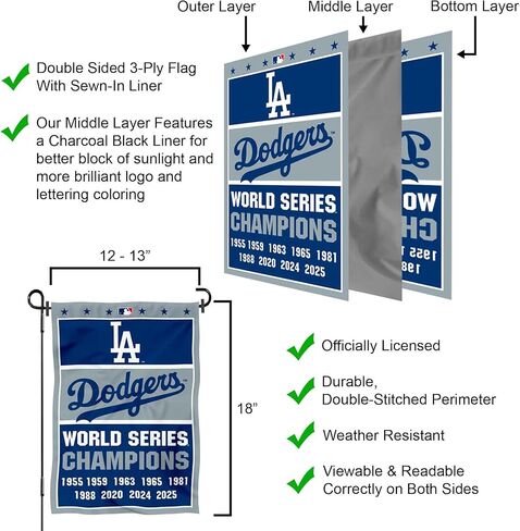 Dodgers 9 Time World Champions Series Double Sided Garden Flag in Saudi Arabia