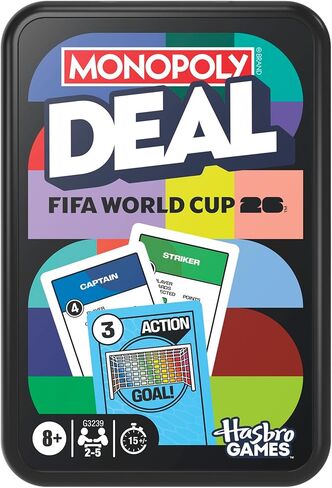 Monopoly Deal FIFA World Cup 2026 Edition Game – Officially Licensed FIFA World Cup Soccer Card Game for Kids – Ages 8+ – 2 to 5 Players – 15 Mins. in Saudi Arabia