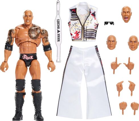 Mattel WWE Ultimate Edition Action Figure & Accessories Set, The Rock Final Boss 6-inch Collectible with Swappable Heads & Hands, 30 Articulation Points in Saudi Arabia
