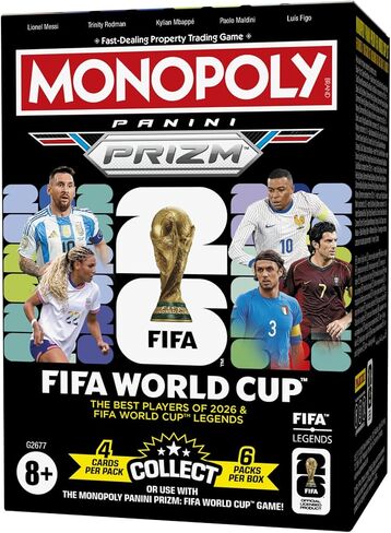 Monopoly Panini Prizm: FIFA World Cup Trading Cards Booster Box | Current Stars and FIFA World Cup Legends | Gifts for Soccer Fans in Saudi Arabia