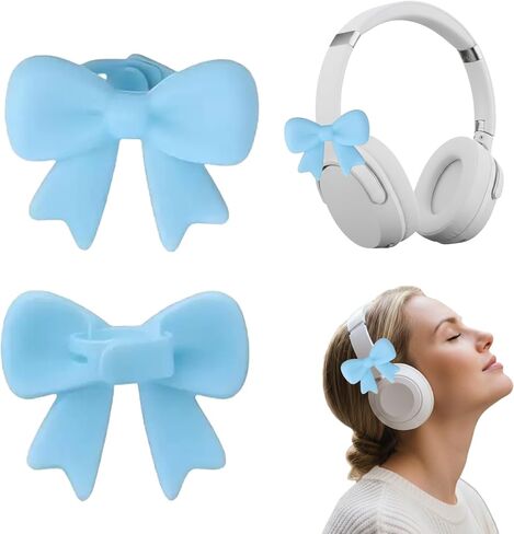 1 Pair Silicone Bow Headphone Accessory, 3D Bows Coquettish Headphones Decoration for Various Headphoness, Gift for Women Gamers (1 Pair White) in Saudi Arabia