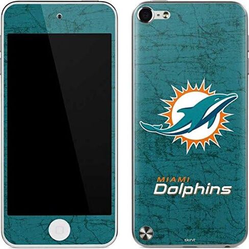 ملصق Skinit لمشغل MP3 متوافق مع iPod Touch (الجيل الخامس و2012) - مرخص رسميًا من NFL Miami Dolphins Distressed - تصميم أكوا in Saudi Arabia