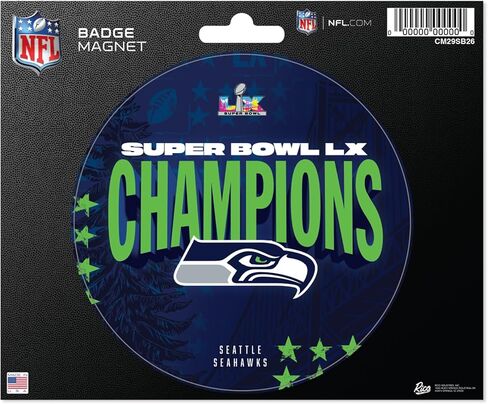 Rico Industries NFL Football Seattle Seahawks 2026 Super Bowl LX Champions Badge Magnet - for Car, Fridge in Saudi Arabia