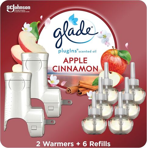 مجموعة أدوات إعادة تعبئة معطر الهواء من Glade PlugIns، الزيوت المعطرة والزيوت العطرية للمنزل والحمام، نسيم هاواي، 4.02 أونصة سائلة، 2 جهاز تدفئة + 6 عبوات إعادة تعبئة in Kuwait