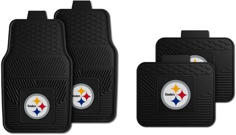 Fanmats Pittsburgh Steelers Set of 4 Car Mats for Cars, SUV, Pickups - All Weather Technology Protection, Deep Reservoir Design, Universal Fit - 3D NFL Team Logo - 29"x17" Front - 14" x 17" Rear Mat in Saudi Arabia