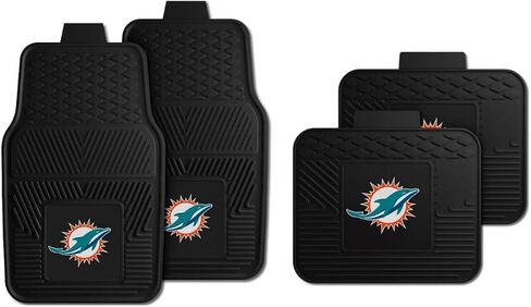 Fanmats Miami Dolphins Set of 4 Car Mats for Cars, SUV, Pickups - All Weather Technology Protection, Deep Reservoir Design, Universal Fit - 3D NFL Team Logo - 29" x 17" Front - 14" x 17" Rear Mat in Saudi Arabia