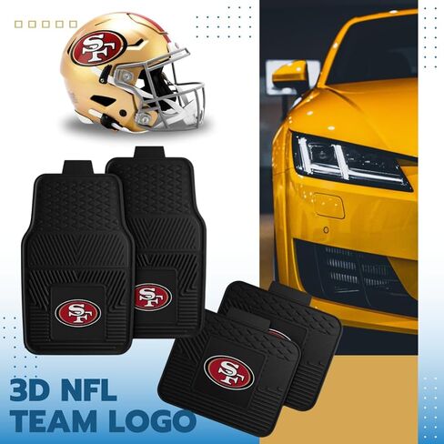 Fanmats San Francisco 49ers Set of 4 Car Mats for Cars, SUV, Pickups - All Weather Technology Protection, Deep Reservoir Design, Universal Fit - 3D NFL Team Logo - 29"x17" Front - 14" x 17" Rear Mat in Saudi Arabia