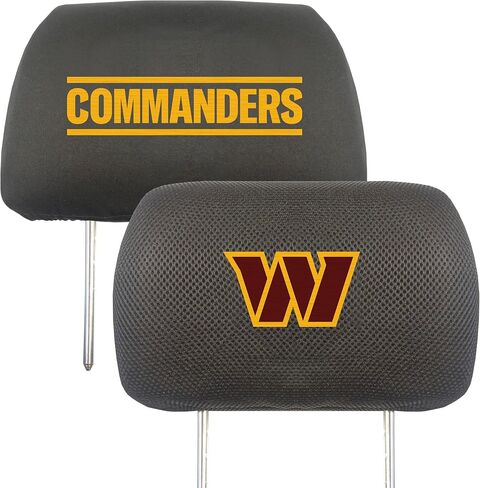 FANMATS NFL - Washington Commanders 2pc Embroidered Vehicle Head Rest Cover | Black | 10"x13" | W Primary Logo in Saudi Arabia