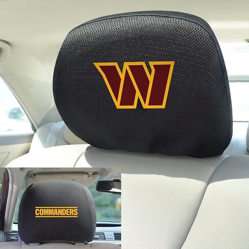 FANMATS NFL - Washington Commanders 2pc Embroidered Vehicle Head Rest Cover | Black | 10"x13" | W Primary Logo in Saudi Arabia