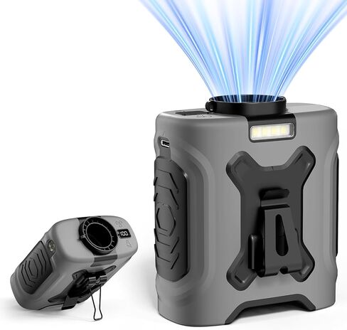 Portable Waist Fan 10000mAh Portable Waist Fan 18000RPM Neck Fan With Max 12H Working Time 5 Speeds adjustment with LED flashlight and Charging display Cooling for Outdoor Jobsite and etc in Saudi Arabia