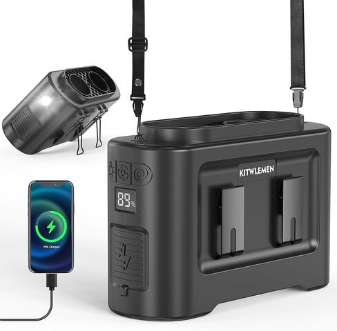 14500mAh Portable Waist Fan Clip On Belt- Rechargeable Battery Operated,Max 40H Cooling,5 Speed 14600RPM,Dual Air Vent, Hands-free Shirt Neck Fan With Light for Outdoor Jobsite Camping Traveling in Kuwait