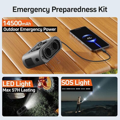 14500mAh Portable Waist Fan Clip On Belt- Rechargeable Battery Operated,Max 40H Cooling,5 Speed 14600RPM,Dual Air Vent, Hands-free Shirt Neck Fan With Light for Outdoor Jobsite Camping Traveling in Kuwait