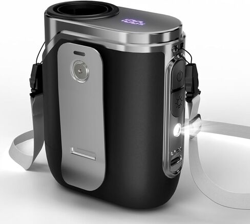 مروحة SWEETFULL المحمولة القابلة لإعادة الشحن - مراوح شخصية صغيرة بدون استخدام اليدين 5 أونصة لخصر الرقبة، تدفق هواء تربو 100 سرعة، مشبك قابل للارتداء على مروحة حزام القميص للجسم مع ضوء LED، السفر والعمل في الهواء الطلق (أسود) in Kuwait