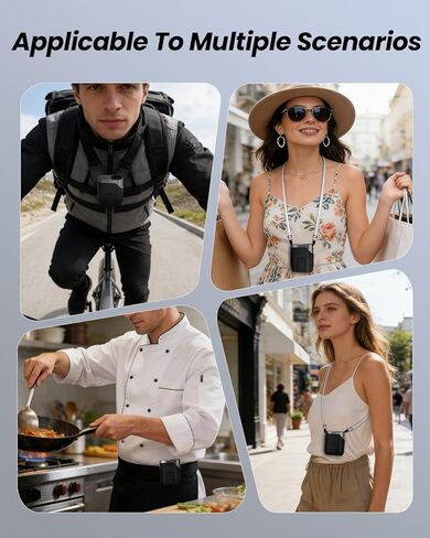 مروحة SWEETFULL المحمولة القابلة لإعادة الشحن - مراوح شخصية صغيرة بدون استخدام اليدين 5 أونصة لخصر الرقبة، تدفق هواء تربو 100 سرعة، مشبك قابل للارتداء على مروحة حزام القميص للجسم مع ضوء LED، السفر والعمل في الهواء الطلق (أسود) in Kuwait