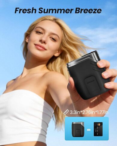 مروحة SWEETFULL المحمولة القابلة لإعادة الشحن - مراوح شخصية صغيرة بدون استخدام اليدين 5 أونصة لخصر الرقبة، تدفق هواء تربو 100 سرعة، مشبك قابل للارتداء على مروحة حزام القميص للجسم مع ضوء LED، السفر والعمل في الهواء الطلق (أسود) in Kuwait