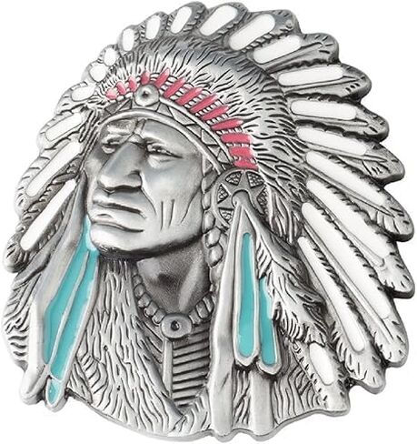 Native American Indian Chief Belt Buckle for Men, Indian Tribal Chief Belt Buckle, Retro Casual Western Cowboy Style. in Saudi Arabia