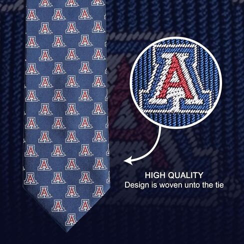 Desert Cactus University of Arizona Neck Tie UA Wildcats 100% Polyester Necktie with Logo, Officially Licensed (Style B) in Saudi Arabia