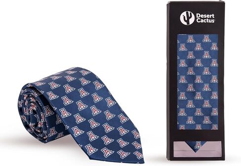 Desert Cactus University of Arizona Neck Tie UA Wildcats 100% Polyester Necktie with Logo, Officially Licensed (Style B) in Saudi Arabia