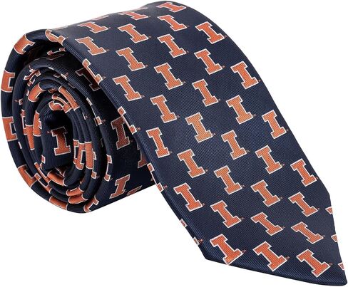 Desert Cactus University of Illinois Neck Tie UIUC Fighting Illini 100% Polyester Necktie with Logo, Officially Licensed (Style B) in Saudi Arabia